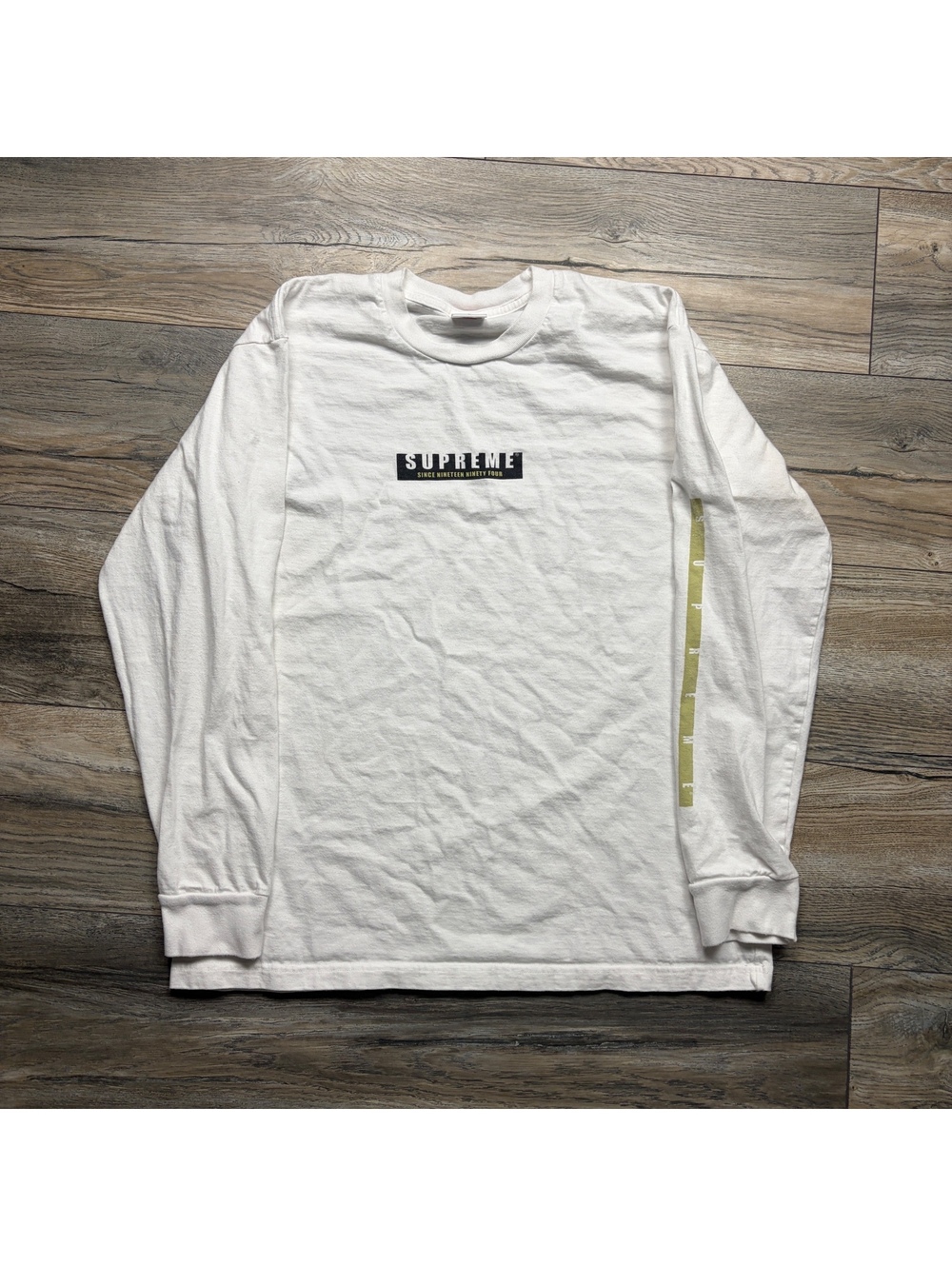 Supreme White Long Sleeve T-Shirt Large 100% Cotton Made in USA